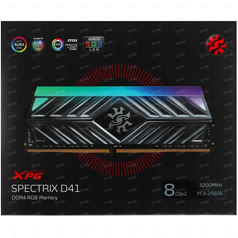 Оперативная память A-Data XPG SPECTRIX D41 RGB, AX4U32008G16A-DT41, 2х8ГБ (не везде)