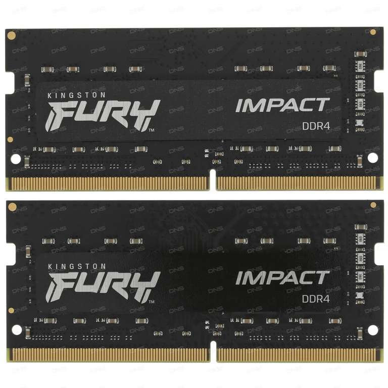 Оперативная память SO-DIMM Kingston Fury Impact DDR4 3200 МГц 2x16 ГБ (KF432S20IBK2/32), по Ozon карте