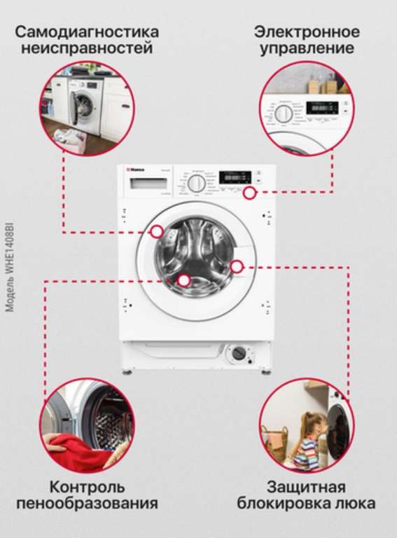 Встраиваемая стиральная машина Hansa WHE1408BI + 6300 бонусов