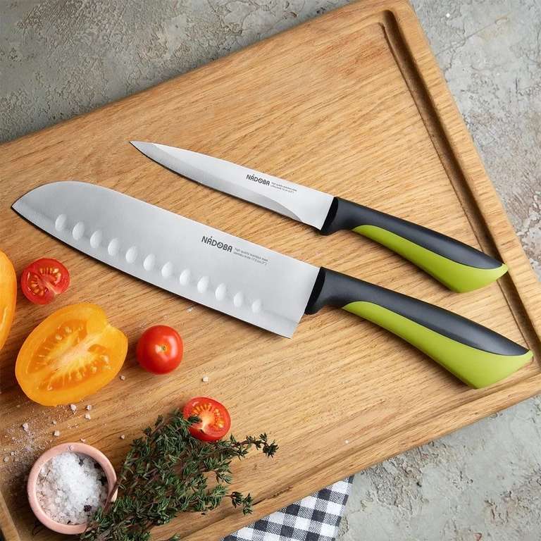 Набор из 2 кухонных ножей NADOBA JANA в блистере (универсальный 12 см, японский сантоку 17,5 см)