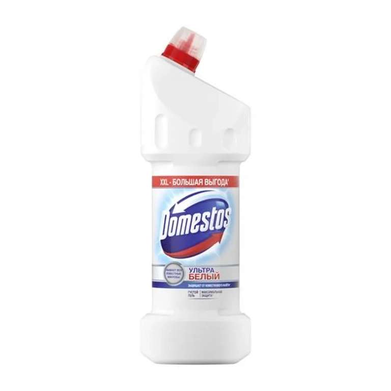 Domestos Ультра Белый, чистящее средство для туалета, Антибактериальный эффект, 1500 мл (при оплате Ozon Картой)