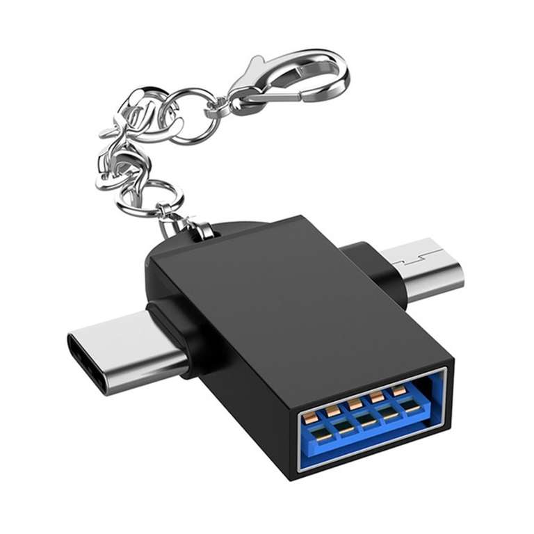 Переходник USB 3,0 «мама»-Micro USB OTG, адаптер 2 в 1 Type-C,ЦЕНА С ВЕРЁВОЧКОЙ)