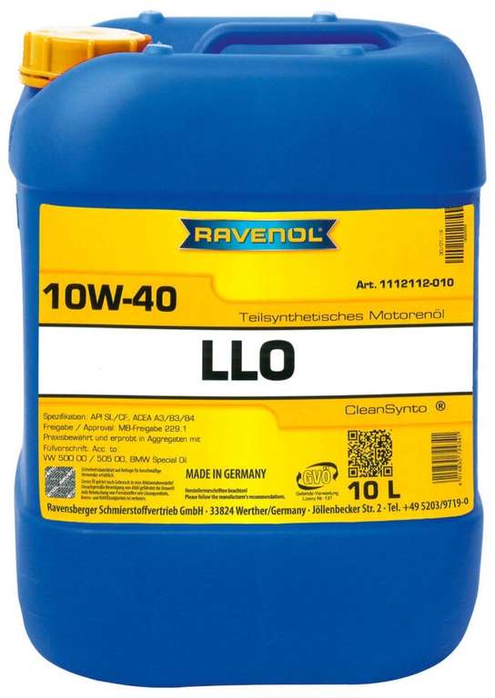 Моторное масло RAVENOL LLO SAE 10W-40 (10л)