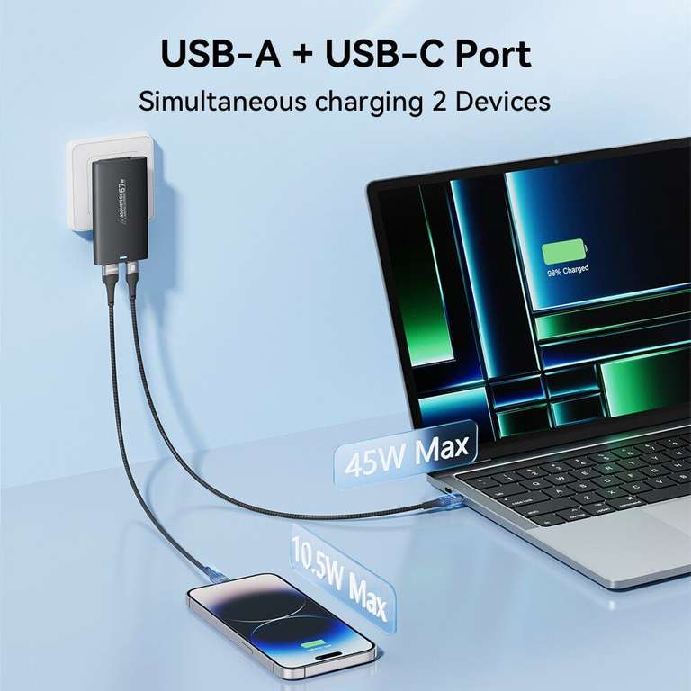 Зарядное устройство ASOMETECH сетевое ультратонкое с портом USB Type-C, 67 Вт
