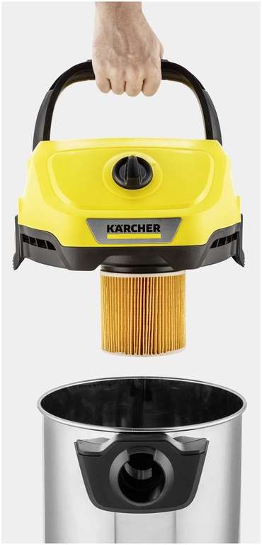 Хозяйственный пылесос KARCHER WD 3 S, 1000 Вт, черный/желтый