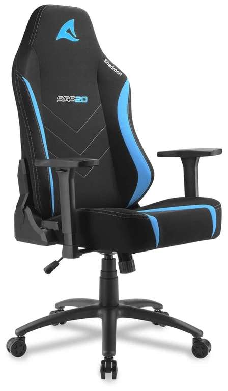 Игровое кресло Sharkoon Skiller SGS20 чёрно-синее (ткань, регулируемый угол наклона, механизм качания)