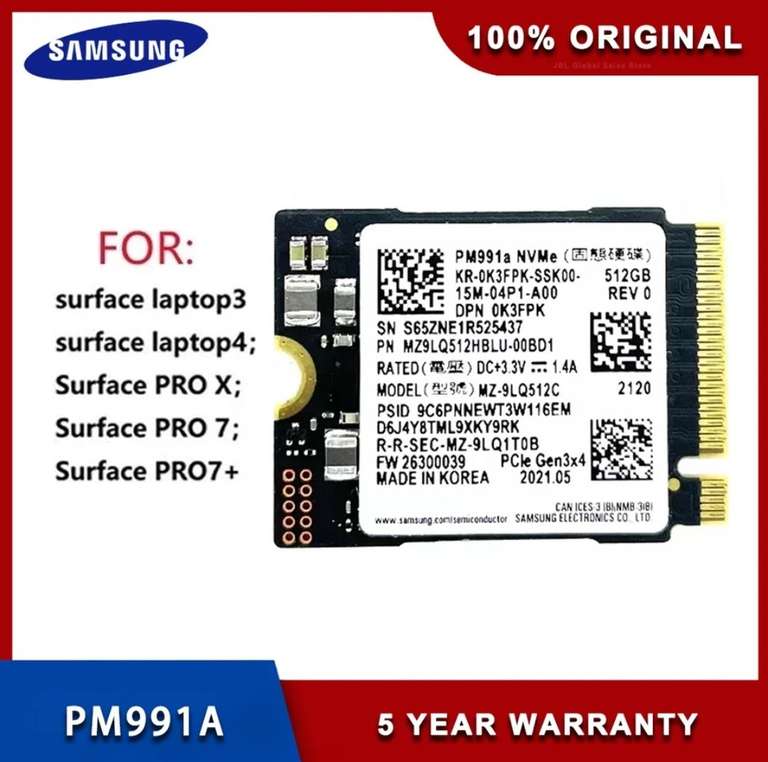 SSD 2230 Samsung PM991a 512Gb 1.4a