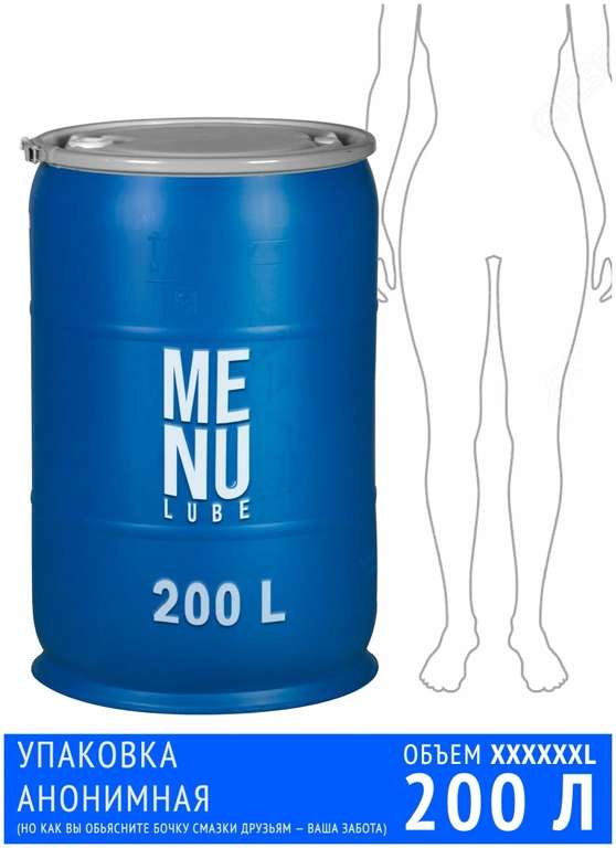 Интимная гель смазка на водной основе MENU , 200 литров.