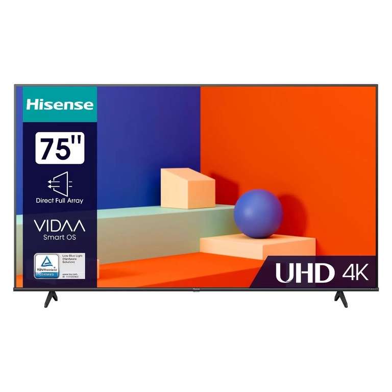 Телевизор HISENSE 75A6K, 75" (190 см), UHD 4K, Smart TV + 34153 бонуса