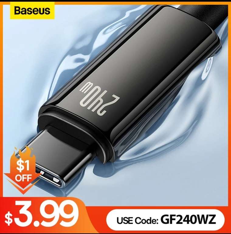 Кабель Baseus 6A USB Type C, 1 м
