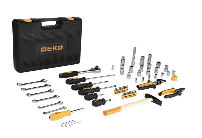 Универсальный набор инструмента для дома и авто в чемодане Deko DKMT63 (63 предмета)