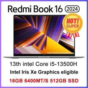 Ноутбук Xiaomi Redmi Book 16 2024, 16", 2560*1600, i5-13500H,16 ГБ,512 ГБ SSD, Intel Iris Xe, windows 11