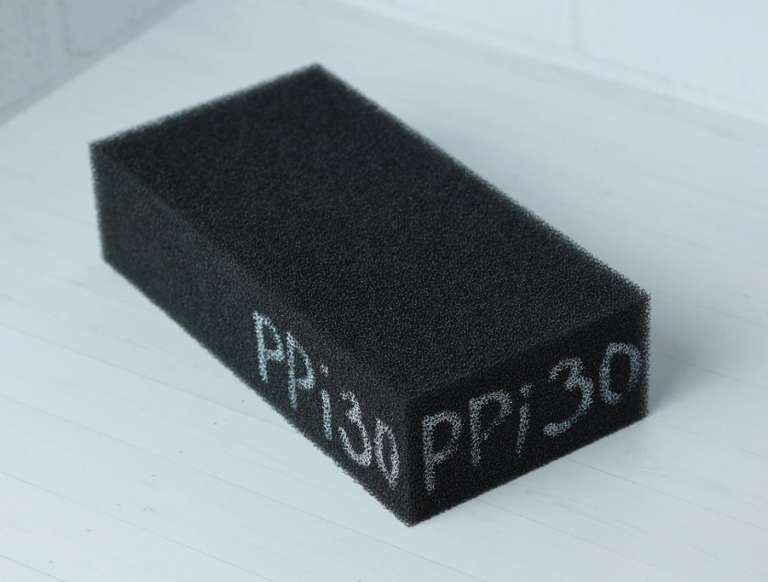 Ретикулированный пенополиуретан PPi30 для фильтрации воздуха, воды, лист 500х500х20мм