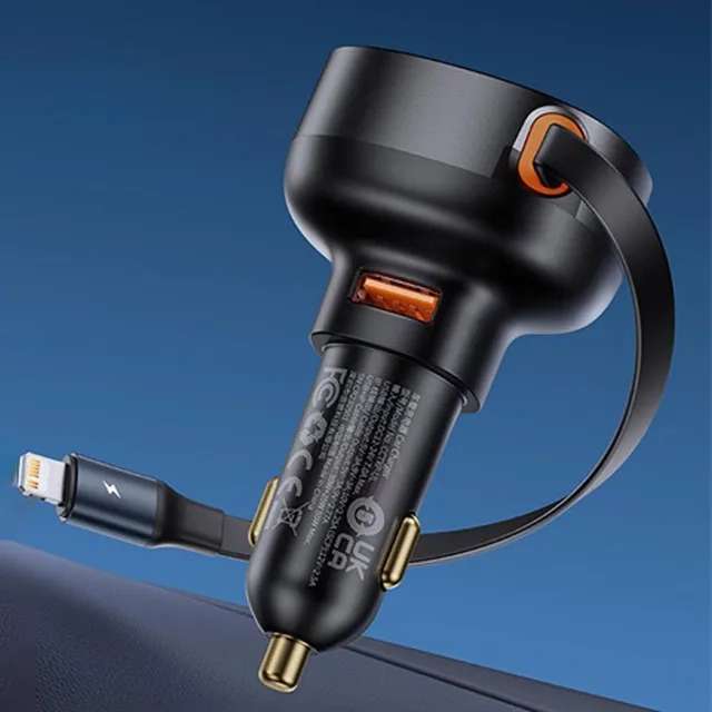 Автомобильное зарядное устройство Baseus Enjoyment Pro Car Charger U+Retractable 30W + выдвижной кабель Type-C 60W