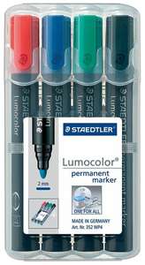 Набор перманентных маркеров Staedtler Lumocolor, 4 шт (352 WP4)