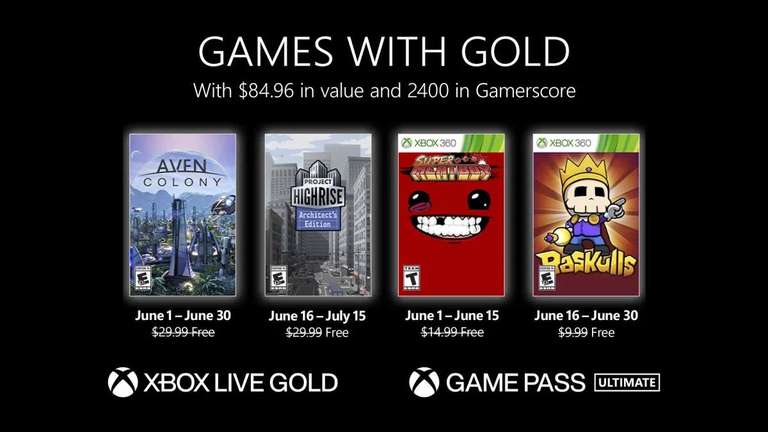 [Xbox One] Бесплатные игры июня для подписчиков Xbox Live Gold (Super Meat Boy, Aven Colony, Raskulls, Project Highrise)