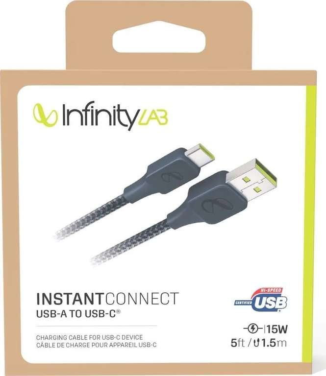Кабель InfinityLab InstantConnect USB-A to USB-C (1.5 м, 15 Вт, сертификация USB-IF)