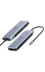 Сетевой адаптер Ugreen USB-C to HDMI+DP+VGA+2xUSB3.0+RJ45(Gigabit)+SD/TF+USB-C PD (с Вайлдберриз Кошельком)