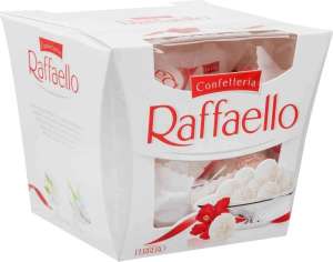 [СПБ, МСК, МО и др.] Конфеты в коробке Raffaello, с цельным миндальным орехом, в кокосовой обсыпке, 150 г