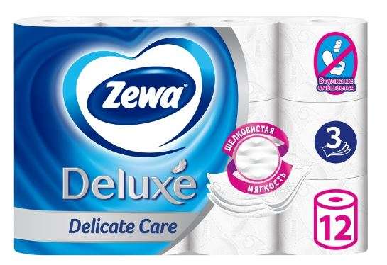 Туалетная бумага ZEWA Deluxe белая 3 сл. 12 рул