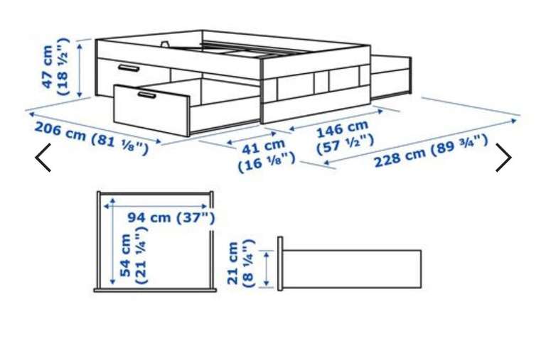 Кровать ИКЕА БРИМНЭС, размер (ДхШ): 206х146 см