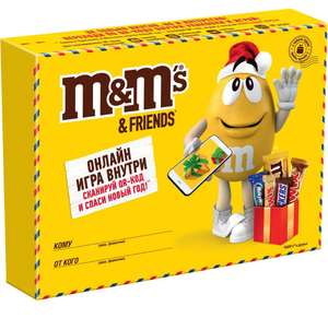 Новогодний набор сладостей M&M's & Friends Посылка от Деда Мороза, шоколадный подарочный набор с игрой внутри, 150 г