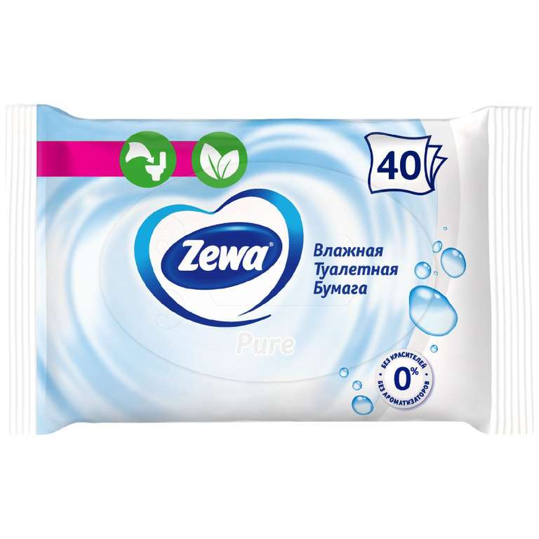 Туалетная бумага Zewa Pure влажная, 40шт