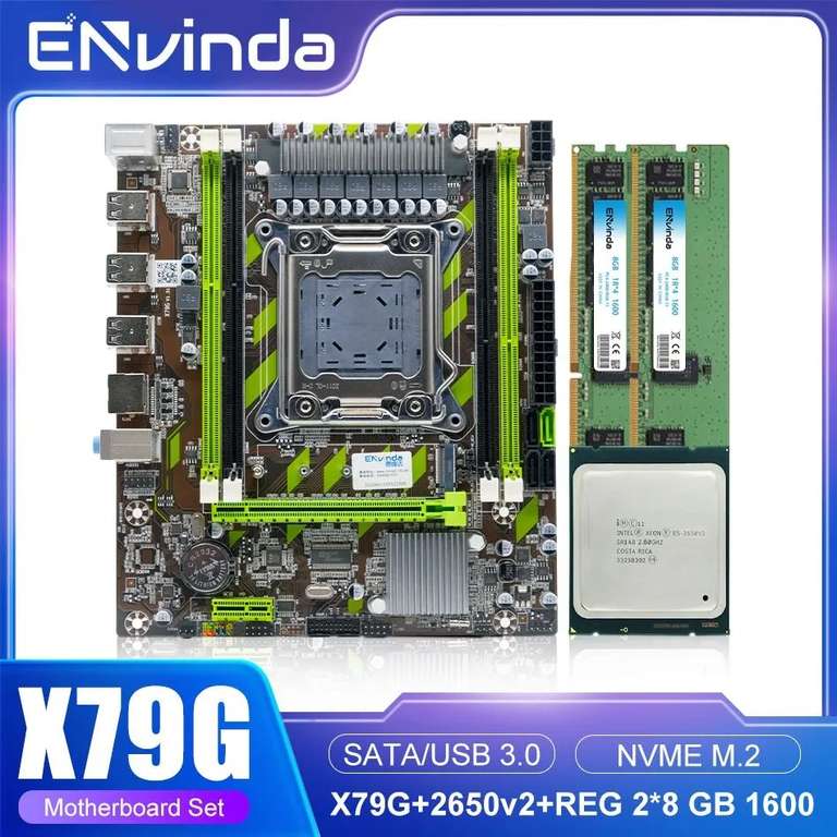 Комплект плата X79 + E5-2650v2 + REG 2x8GB 1600mhz (из-за рубежа)