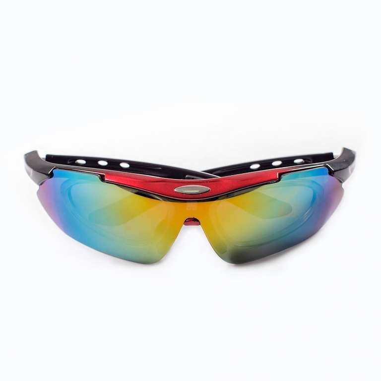 Спортивные очки Bradex с 5 сменными линзами в чехле, красные/черные