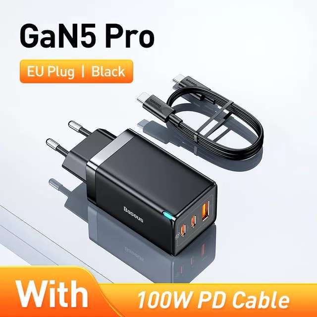 Зарядное устройство Baseus 65W GaN5 Pro CCGAN65E5 + кабель 100W
