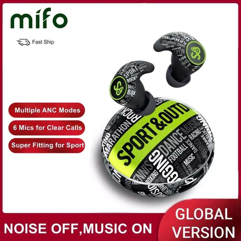 MiFo S TWS беспроводные наушники Bluetooth 5.2, АNC,6 микрофонов