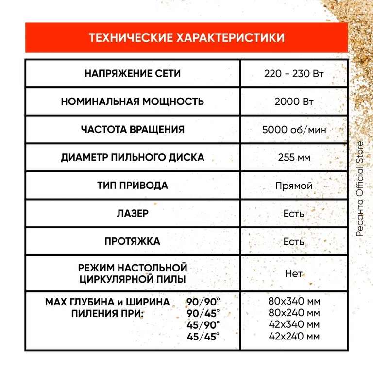 Торцовочная пила ПТ-255ПЛ Вихрь с протяжкой - 2000Вт, диск 255мм (с картой Ozon)