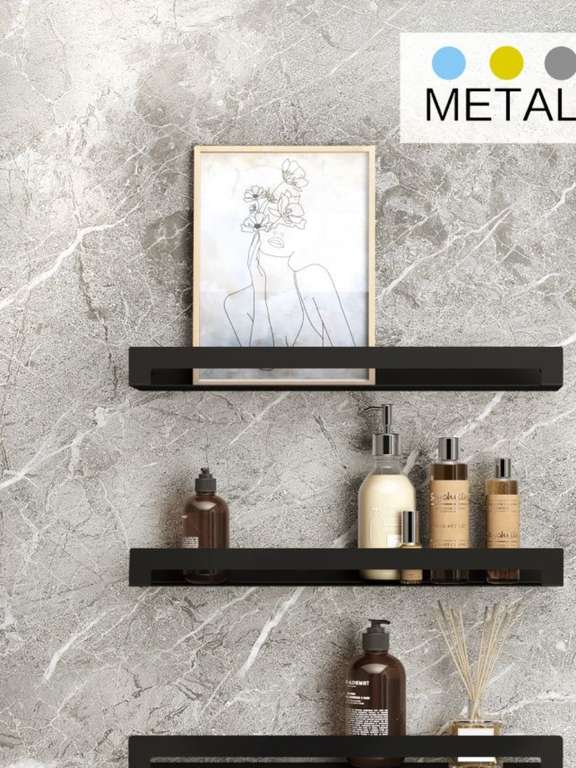 Полки для ванной комнаты Metalliroom, 3 шт., черный цвет