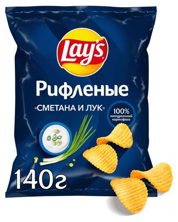 Чипсы lay's со вкусом сметаны и лука, 140 г