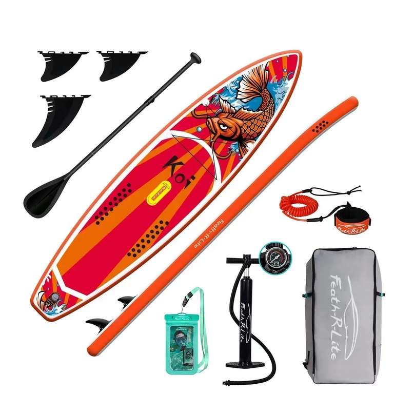 SUP Board Koi с веслом, насосом чехлом под телефон и страховочной веревкой 350*15*85 см (Из-за рубежа) Цена по ozon карте 14447₽