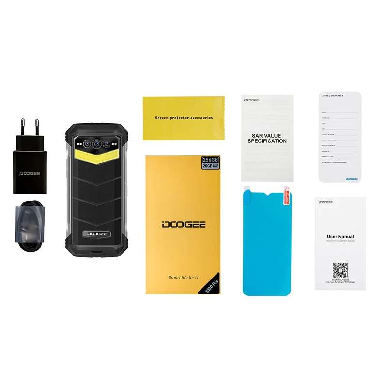 Смартфон DOOGEE S100 Pro, 12+256 ГБ (Helio G99, 6.58", IPS, FHD+, 22000 мАч, IP68/IP69K, NFC) + S100 и S110 в описании