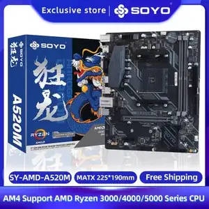 Материнская плата SOYO Dragon A520M под AMD Ryzen (3600/4650g/5600/5600X) M.2 NVME USB3.1