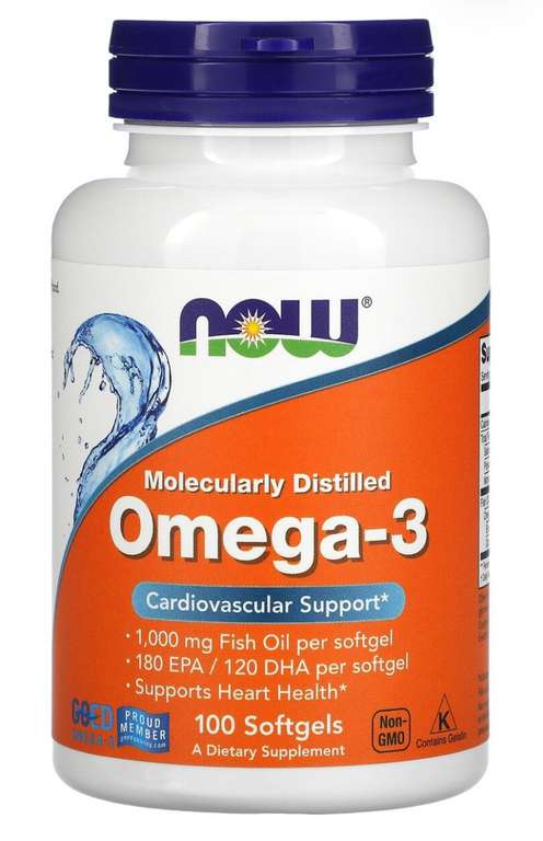 NOW Omega-3 капс., 1000 мг, 100 шт.