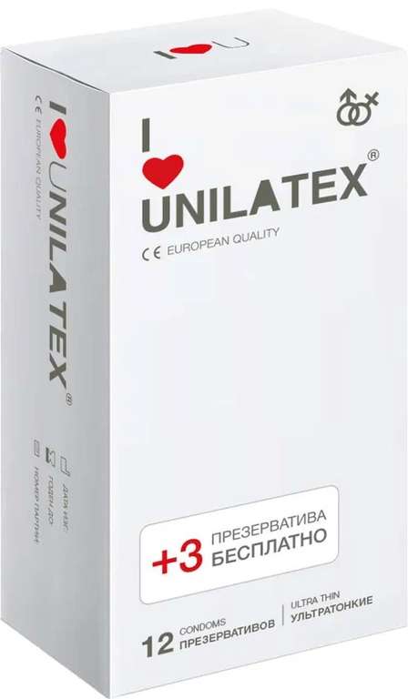 Презервативы Unilatex UltraThin Ультратонкие, 15шт (цена при оплате озон счетом)