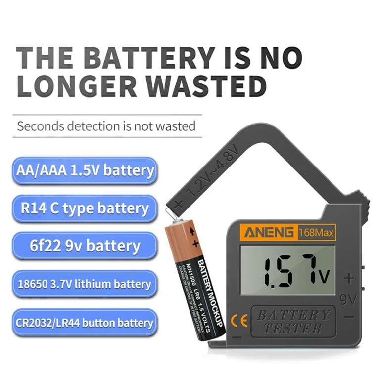 [11.11] Цифровой тестер заряда аккумуляторов и батареек 168Max Aideepen
