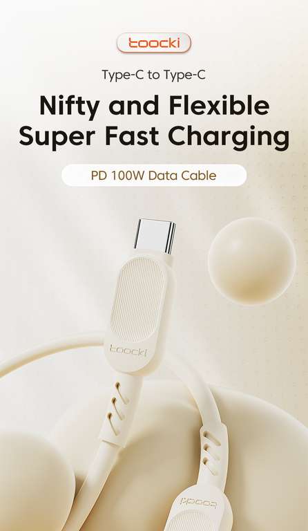 Toocki кабель Type-c на Type-c, 60w, 1m