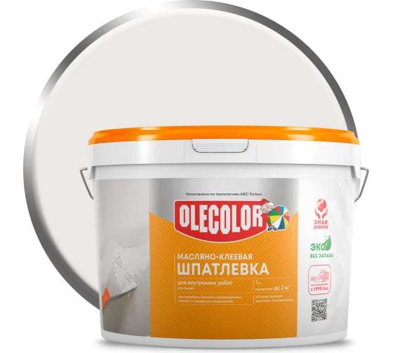 Масляно-клеевая шпатлевка OLECOLOR для внутренних работ, 15 кг 4300000144