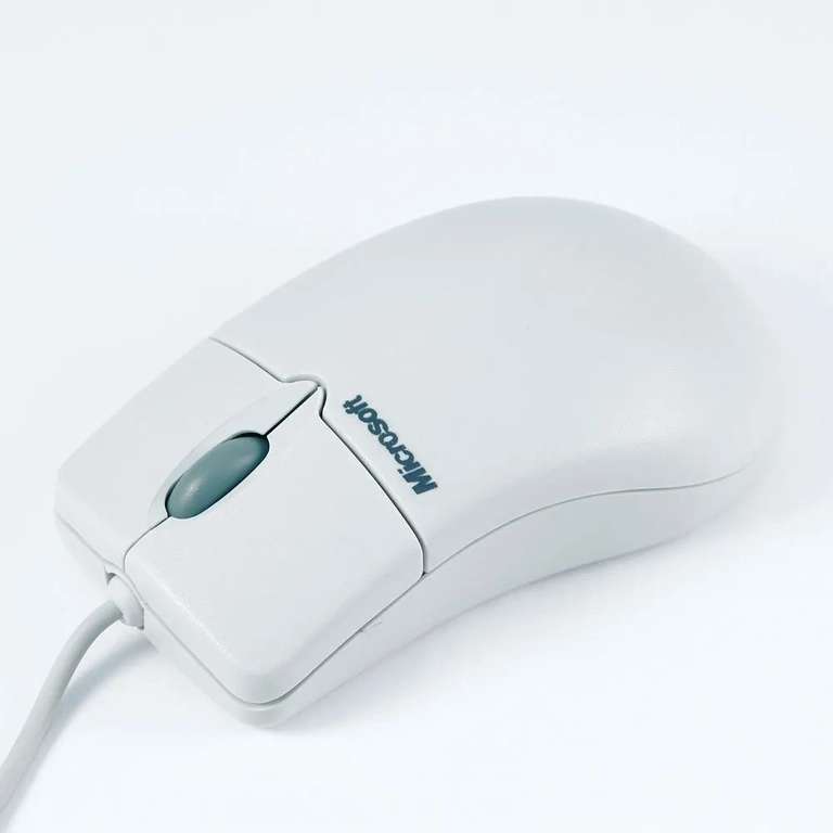 Компьютерная мышь Microsoft IntelliMouse PS/2, раритет, оптомеханическая (с шариком), OEM, серый