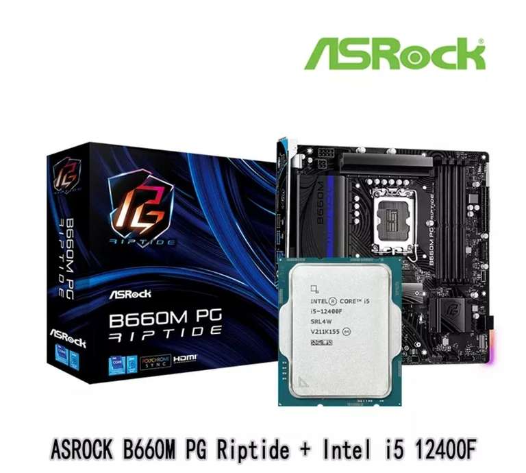 Комплект ASROCK B660M PG Riptide DDR4 + Intel i5 12400F