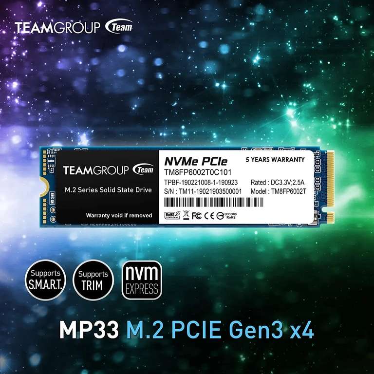 Накопитель SSD TeamGROUP 512 ГБ NVMe PCIe Gen3x4 1800/1500 МБ/с