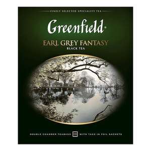 [Краснодар, возможно и др.] Чай черный Greenfield Earl Grey Fantasy бергамот в пакетиках 2 г х 100 шт (Лента через Сбермаркет)