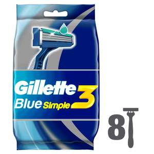 Одноразовая мужская бритва Gillette Blue Simple3 8 шт (возврат 232 бонуса при оплате Сбером)