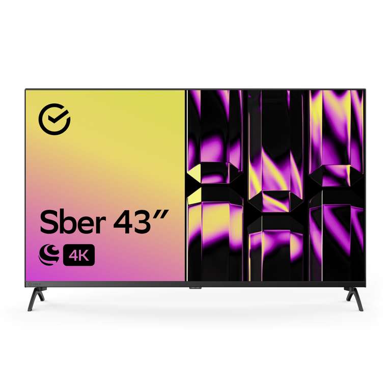 Телевизор Sber SDX-43U4123B, 43"(109 см), UHD 4K (возврат 15533 бонуса при оплате Сбером)