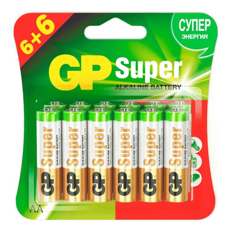 Батарейки GP Super Alkaline АА/AAA 12 шт (33₽ за 1 шт), также доступно и через Сбермаркет