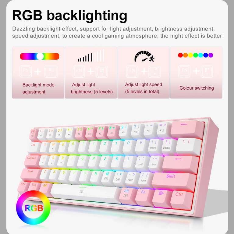 Механическая клавиатура REDRAGON Fizz K617 (4 расцветки)